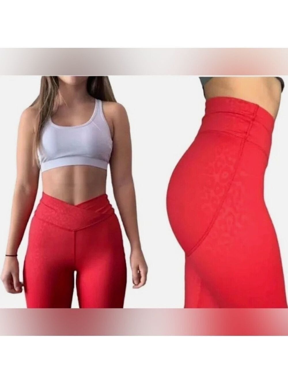 Zyia Active Sz 14-16 Red Leopard Scrunchy What Light N Tight 7/8 Leggings